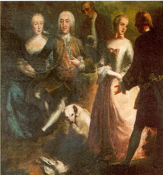 Joseph Esperlin Engagement of Maria Josepha Grafin von Waldburg-Friedberg-Scheer (1731 - 1782) and her cousin, Prince Joseph Wenzel von Furstenberg (1728 - 1783) in 1 Spain oil painting art